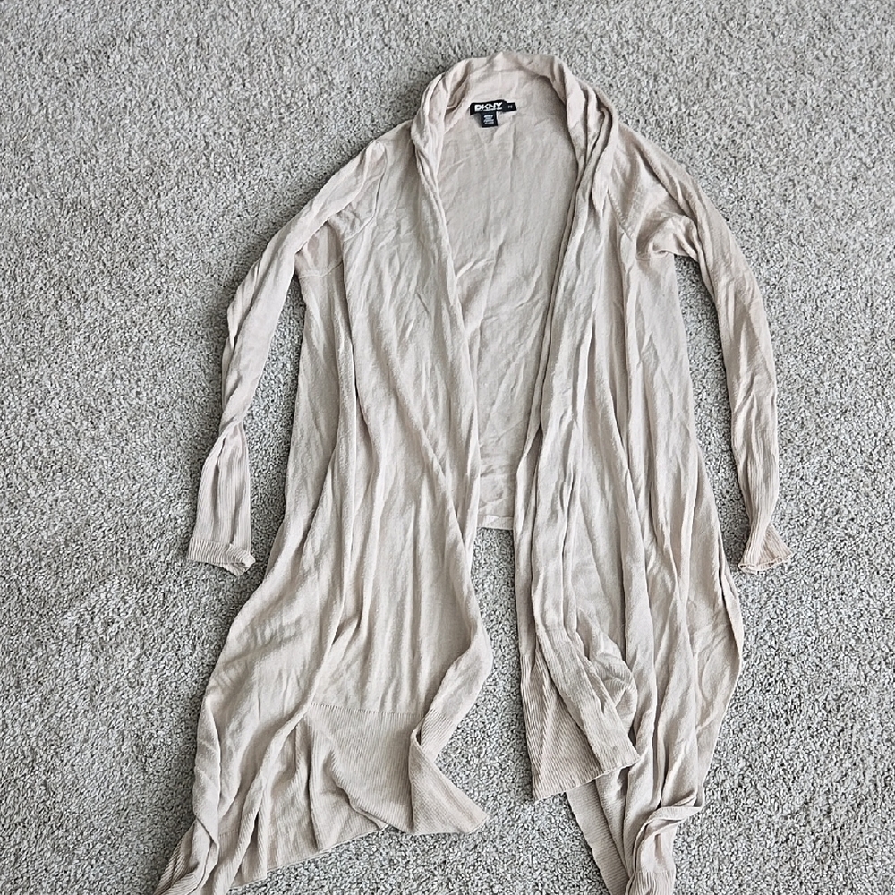 Dkny Cream Tan Cardigan Sweater